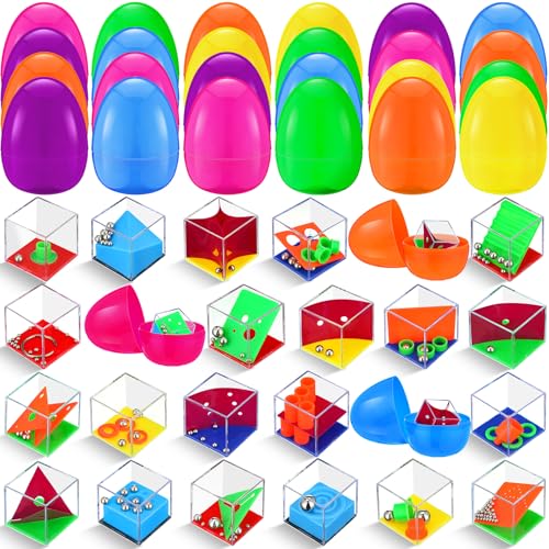 JellyArch 24 Pack Ostereier mit Labyrinth Cube Puzzle Set Osterkorb Stuffers Ideen Mini 3D Gehirn Labyrinth Puzzle Partyspiele für Familie Osterparty Ostergeschenke für Erwachsene von JellyArch