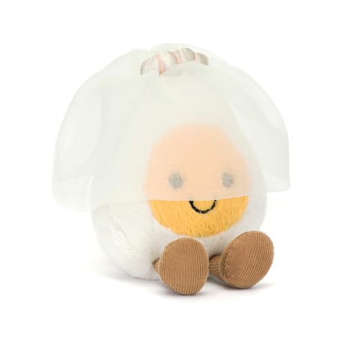 Jellycat Amuseables Gekochtes Ei Braut Stofftier, 14 cm, Lebensmittel-Plüsch, lustiges Hochzeits- und Verlobungsgeschenk von Jellycat