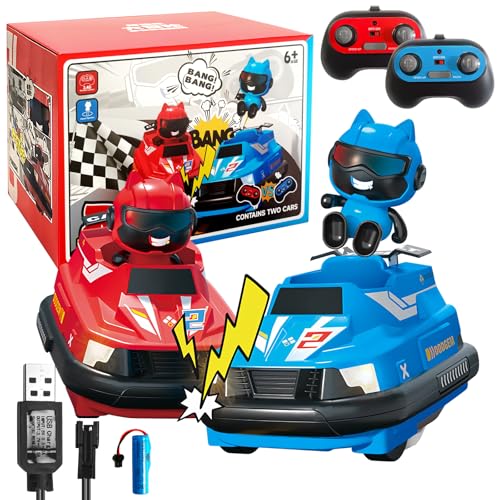 Jemey Ferngesteuertes Auto 2er Set, Autoscooter ferngesteuert Kinder mit LED-Lichtern, Ton, Kampf Stunt Autos, perfekte RC Bumper Cars Kleinkind Spielzeug für Alter 3+ Jahre alte Jungen Mädchen von Jemey