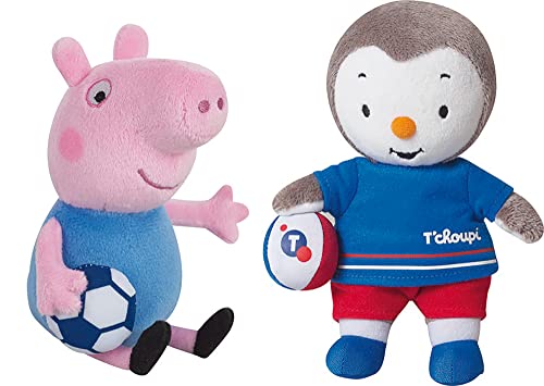 Jemini 024261 Peppa Pig T'CHOUPI Plüschtiere, Fußball, +/-17 cm, Mehrfarbig, 2 Stück von Jemini