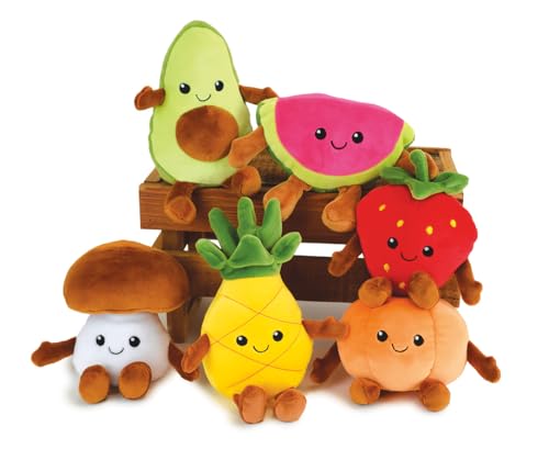 Jemini Fruity's 024144 Kiste mit 6 Obst-und Gemüsesorten aus Plüsch, +/-17 cm, weich und flauschig für Kinder, Mehrfarbig Jemini Fruity's 024144 Kiste mit 6 Obst-und Gemüsesorten aus Plüsch, +/-17 cm, weich und flauschig für Kinder, Mehrfarbig von Jemini