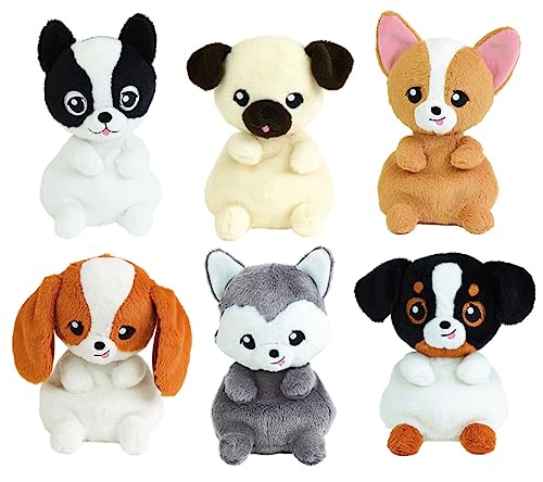 Jemini KIDIMOLS 6 Stück Plüschtiere Hunde +/- 14 cm: Husky, Chihuahua, Mops, Cocker Spaniel, Bulldogge und Australischer Schäferhund von Jemini