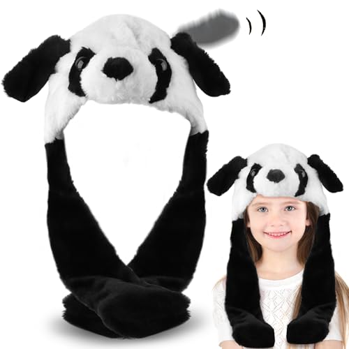 Jemmytu Hasenohren Hut, Kaninchenhut, Beweglicher Ohr Kaninchen Hut, Mütze Mit Wackelohren, Plüsch-Hasen-Ohr-Hut, Mütze mit Beweglichen Ohren für Make up Party (Panda) von Jemmytu