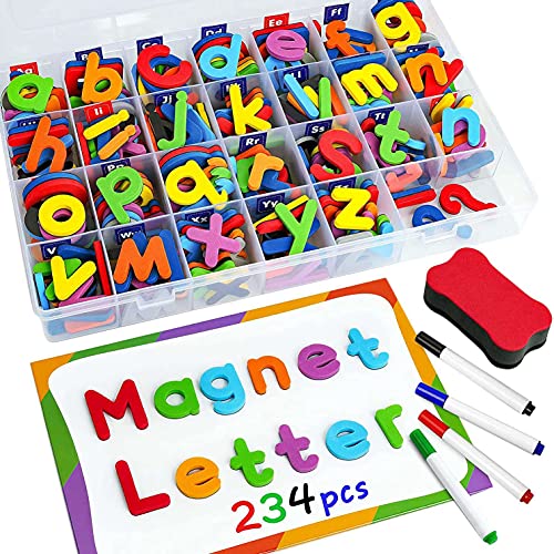 Jenbnoau 244 Stück Magnet Buchstaben Zahlen Set, Großbuchstaben Kleinbuchstaben Schaumstoff Alphabet ABC 123 Kühlschrank Magnet, Lernen Spielzeug Set von Jenbnoau