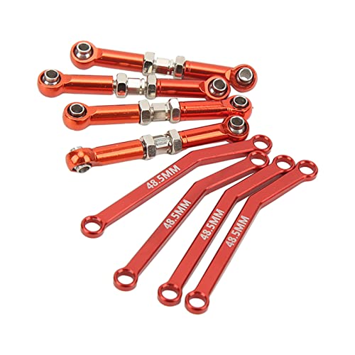 Jenngaoo 8 Stück RC Links Set, High Clearance Front Links Set aus verschleißfestem Crawler Auto Aufhängungs Links Set aus Aluminiumlegierungsstahl für 1/24 RC FCX24 Crawler Auto (Rot) von Jenngaoo