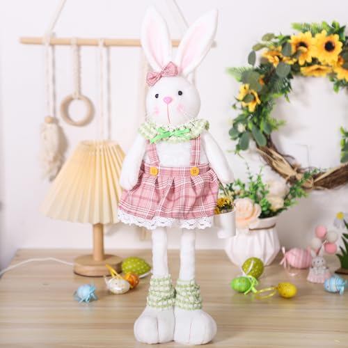 Kuscheltier Osterhase mit Verstellbare Beine, Osterdeko Plüsch Hase Figuren, Plüschtier Hase Ornamente, Kaninchen Figur Stofftier Bastelset Ostern Deko Kuschelhase Ostern Geschenke für Kinder (B) von Jenshhch