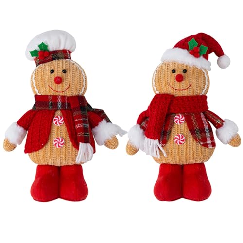 2pcs Lebkuchen Mann Plüsch niedlicher Lebkuchen -Mann Plüschspielzeug mit Hut & Schal Lebkuchen Weihnachtsdekorationen Zartes Weihnachtsschmuck für Tür, Hotel, Tisch, Baum, Party Plüschspielzeug von Jeorywoet