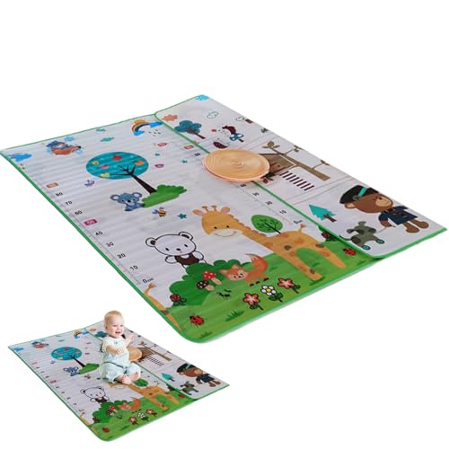 Babyspielmatte für Boden, 79 x 71 Zoll reversible Babykriechmatte, wasserdichte faltbare Spielmatte mit Skala, nicht rutschende Spielmatte für Innen-/Außen- und Stil-1-Krabbelmatte, Style 1 Baby Craw von Jeorywoet