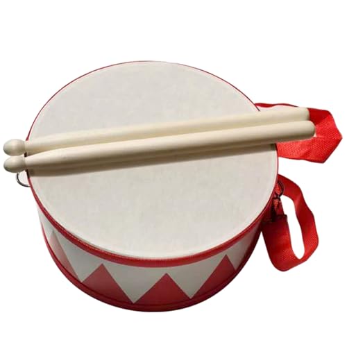 Babytrommel, Kleinkind -Drum Set dicke Holzspielzeugtrommel mit 2 Mallets Educational Kids Music Lustige Kleinkind -Musikinstrumente mit Gürtel für Weihnachten 7.9x7.9x7.1 in, Spielzeugtrommel von Jeorywoet