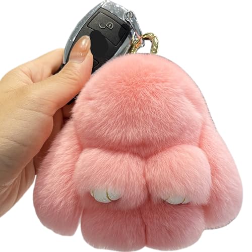 Bunny Keychain, 5,5 Zoll weicher flauschiger Bunny -Schlüsselbund -Plüsch, niedlicher Plüschschlüsselkette, einfach zu verwendender Stofftier -Schlüsselbund mit Ring für Frauenauto -Handtasche, Style von Jeorywoet