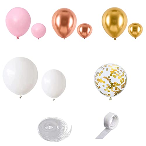 DIY ROSE Gold Weißer Ballon Girlanden Erz -Kit 160pcs mit Konfetti -Luftballons Hintergrund Babyparty Prinzessin Mädchen Geburtstag Brautdusche Jubiläum Verlobungsfeier Dekoration (rosa weiß) von Jeorywoet