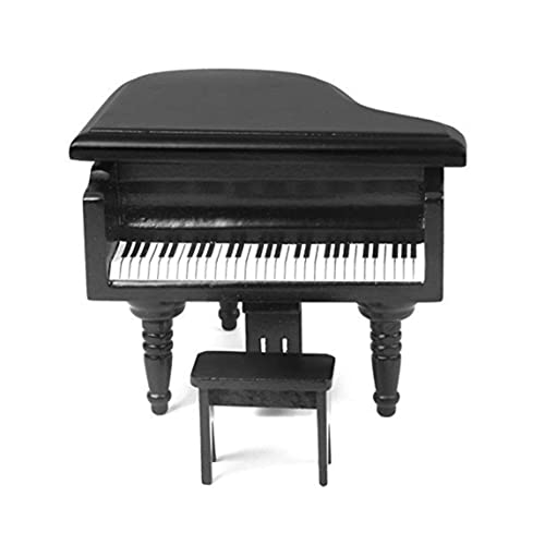 Dollhouse Mini Klavierspielzeug 1:12 aufrechte Mini Grand Piano Simulative hölzerne Miniatur Klaviermodell mit Stuhlpuppenhausmöbel Accessoires für Weihnacht Dollhouse Dekor, Mini Grand Piano von Jeorywoet