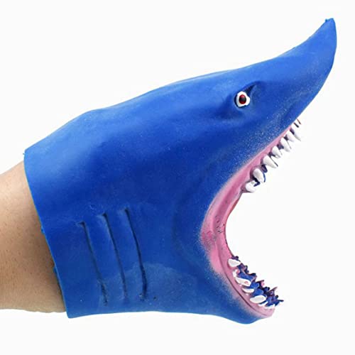 Haifischhandpuppen -Realistische Plastikpuppenspielzeug interaktiver Treping Toys mit beweglichen offenen Mundblau, Plastikpuppenspielzeug von Jeorywoet