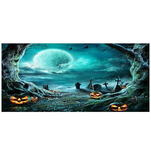 Halloween Garage Door Banner Halloween Kulisse mit Haken und Seil, Horror Friedhof Halloween Garagentorabdeckung für Halloween -Foto -Hintergrund, Haus im Freien Wallentür Dekoration, Halloween Banne von Jeorywoet