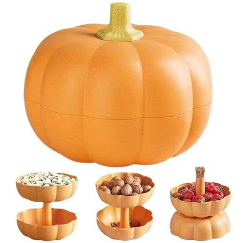 Halloween Servingschale süße Kürbisschale mit Deckel, abnehmbare geteilte Kürbisform -Snackbox, 7.09x7.09x5,91 PP Halloween -Serviergerichte für Süßigkeiten, Nuss, Früchte, Halloween -Kürbisse von Jeorywoet