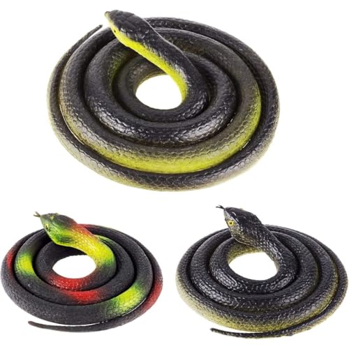 Jeorywoet 3 PCs Realistische Gummischlange gefälschte Mamba Schlangengarten -Requisiten, um Vögel und Katzen Halloween Decoration Streichparty 7,2 Zoll und 31,5 Zoll, Plastikspinnen Halloween von Jeorywoet