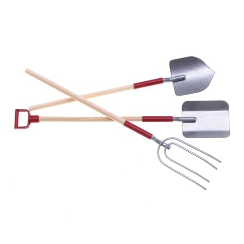 Jeorywoet 3pcs Miniaturgartenwerkzeuge, legierte Miniaturschaufeln und Rake Farm -Werkzeuge, Mini Garden Rake Shovel Model Frühe Bildung für Kinder Kinder, Puppenhauszubehör von Jeorywoet