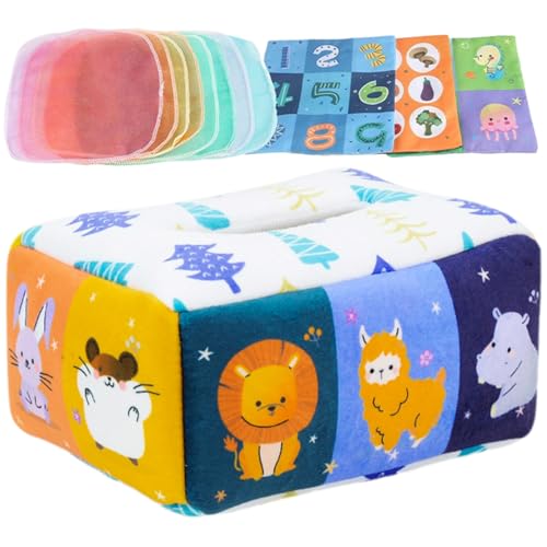 Jeorywoet Baby Tissue Box Spielzeug, themenbezogene pädagogische Montessori -Sensorikspielzeug mit 8 -pcs von Jeorywoet