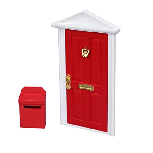 Jeorywoet Dollhouse Door und Mini Mailbox 1:12 Hölzer Dollhouse Möbeltür Home Miniaturmöbel Mailbox Dekorationen für DIY -Szenenstil 2, Holzpuppenentür von Jeorywoet