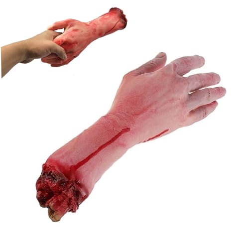 Jeorywoet Gefälschte abgetrennte Arm, Arm gebrochene Hand Horror blutige realistische Streichtrick für Aprilscherz Halloween Party -Requisiten, gebrochene Armstreichprops (gebrochener Arm) von Jeorywoet