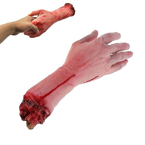 Jeorywoet Gefälschte abgetrennte Arm, Arm gebrochene Hand Horror blutige realistische Streichtrick für Aprilscherz Halloween Party Requisiten (gebrochener Arm), Halloween -Party -Requisiten von Jeorywoet