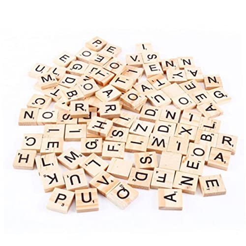 Jeorywoet Holzbrieffliesen Holz Alphabet Fliesen Holzbuchstaben für Handwerk DIY Geschenk 200pcs Holzbrieffliesen von Jeorywoet