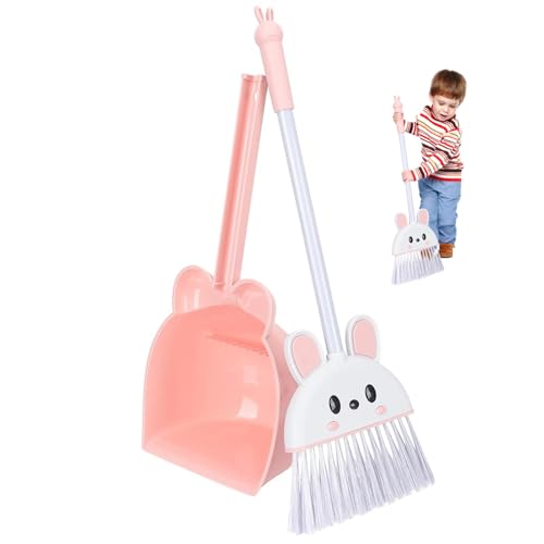 Jeorywoet Kinderreinigungsset süße Kaninchenform Kleinkindbesen und Reinigungsset 2PCS Kids Dustpan und Pinsel-Set Spielzeugwehrset für 3-6 Jungen und Mädchen, Kinderreinigungsset von Jeorywoet