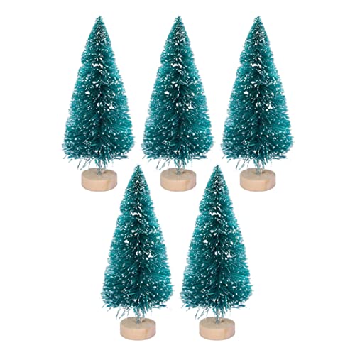 Jeorywoet Kleine Weihnachtsbäume, Miniatur Weihnachtsbaum Dollhouse Schnee Weihnachtsbaum Künstliche Kiefern 5pcs, Puppenhaus Weihnachtsbaum, 12,5 cm von Jeorywoet