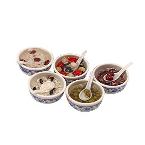 Jeorywoet Miniatur -Spiel Food Toy Mini Mini Chinesische Nudeln Sirup Bowl Puppenhausmöbel Accessoires 5pcs, Puppenhaus Lebensmittel Set von Jeorywoet