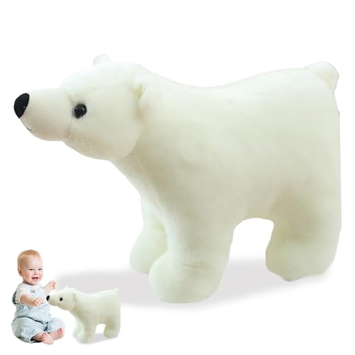 Jeorywoet Polarbär Plüsch, Eisbären gefülltes Tier, realistischer Stand Polar Bear Plüsch, ausdrucksstarker 18x11 -Zoll -gefüllter Eisbären, PP Baumwollgefüllte Eisbärenspielzeug für Zuhause, Büro von Jeorywoet