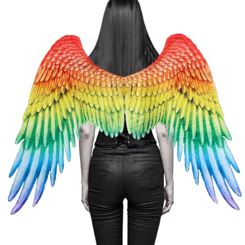 Jeorywoet Regenbogenflügel 3D Flügel Kostüm Halloween Kostüm Schmetterlingsflügel mit elastischen Gurten Pride Flügel für Erwachsene Kostüme Kleid Karneval, Dress -up -Party, Flügelkostüm von Jeorywoet