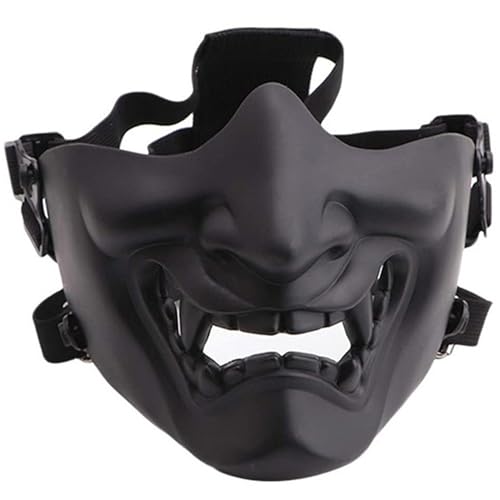 Jeorywoet Samurai Mask Halb Face Airsoft Mask Soft Oni Maske mit Einer dämonischen Schutzmaske für Halloween, Maskerade Ball, Spiel und Outdoor -Partys, Maske, Maske von Jeorywoet