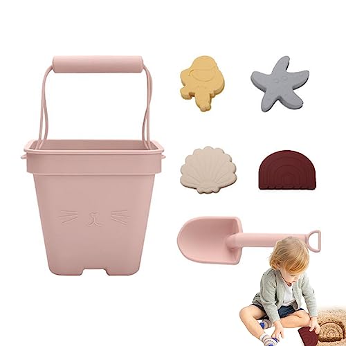 Jeorywoet Sandspielzeug Sandkastenform Eimer und Spatensatz Strandspielzeug für Kinder Kleinkinder Jungen Mädchen 6pcs Pink, Strandspiel -Set von Jeorywoet