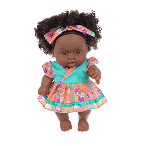 Jeorywoet Schwarze Babypuppen, 7,87 Zoll Afroamerikaner Babypuppe, realistische Puppe mit lockigem Haar, bewegliche gemeinsame Schwarze wiedergeborene Puppen für Kinderfestivals, Stil 1 von Jeorywoet