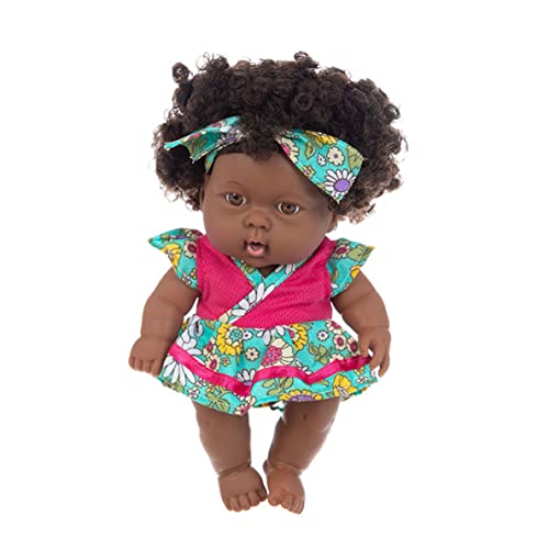 Jeorywoet Schwarze Babypuppen, 7,87 Zoll Afroamerikaner Babypuppe, realistische Puppe mit lockigem Haar, bewegliche gemeinsame Schwarze wiedergeborene Puppen für Kinderfestivals, Style 3 von Jeorywoet