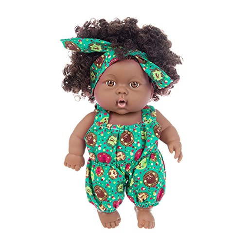 Jeorywoet Schwarze Babypuppen, 7,87 Zoll Afroamerikaner Babypuppe, realistische Puppe mit lockigem Haar, bewegliche gemeinsame Schwarze wiedergeborene Puppen für Kinderfestivals, Style 4 von Jeorywoet