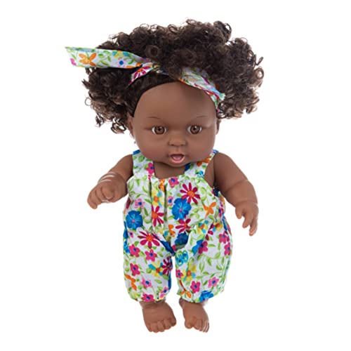 Jeorywoet Schwarze Babypuppen, 7,87 Zoll Afroamerikaner Babypuppe, realistische Puppe mit lockigem Haar, bewegliche gemeinsame Schwarze wiedergeborene Puppen für Kinderfestivals, Style 5 von Jeorywoet