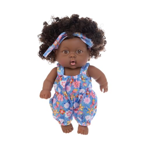 Jeorywoet Schwarze Babypuppen, 7,87 Zoll Afroamerikaner Babypuppe, realistische Puppe mit lockigem Haar, bewegliche gemeinsame Schwarze wiedergeborene Puppen für Kinderfestivals, Style 6 von Jeorywoet