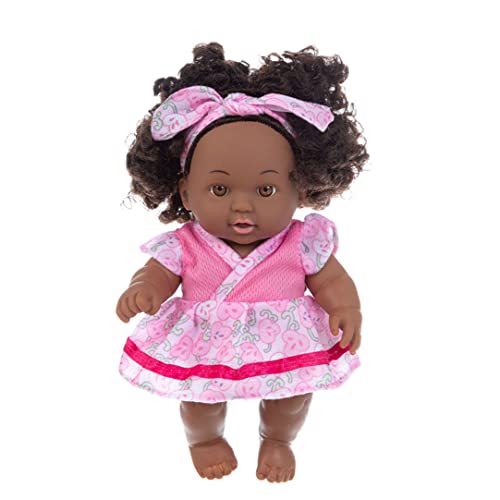 Jeorywoet Schwarze Babypuppen, 7,87 Zoll Afroamerikanerbabypuppe, realistische Puppe mit lockigem Haar, bewegliche gemeinsame Schwarze wiedergeborene Puppen für Kinderfestivals, Style 2 von Jeorywoet