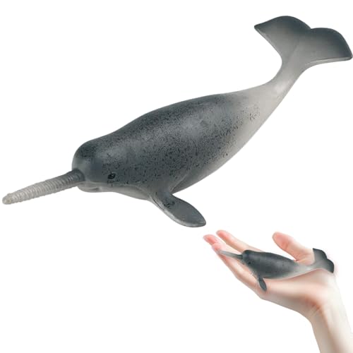 Jeorywoet Sea Animal Toys 5x1 Realistische Plastikwal -Tierfiguren für Wissenschaftsprojekt & Kuchen -Topper, frühe Bildungssee Kreaturen Spielzeug für Kinder Kleinkinder Alter 3 4 5, Sea Animal Toys von Jeorywoet