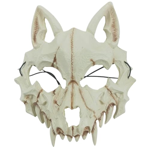 Jeorywoet Wolfschädelmaske 3D PU Foam Soft Wolf Maske Japanische Halloween-Maske Scary Adult & Kid Animal Maske Cosplay-Maske für Halloween, Karneval und Kostümpartys, Tiermaske von Jeorywoet