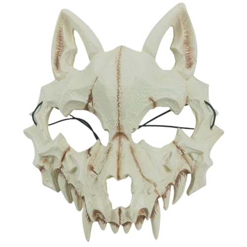 Jeorywoet Wolfsschädelmaske 3D PU Foam Soft Wolf Maske Japanische Halloween-Maske Scary Adult & Kid Animal Mask Cosplay-Maske für Halloween, Karneval- und Kostümpartys, Wolf Schädelmaske von Jeorywoet