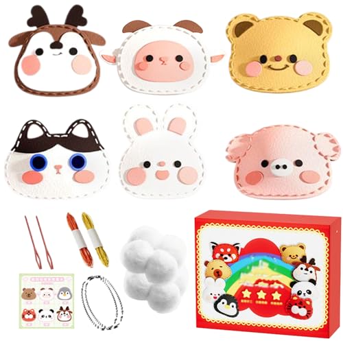 Kids Sewing Kit, niedliche tierische Tiere ohne gewossenes Näh Kit 6 verschiedene Tiere Spaß am Nähen DIY Bastel Ornamente Kinder Bildungsnähung Spielzeug für Anfänger Kinder, B, Kindernähtet Kit von Jeorywoet