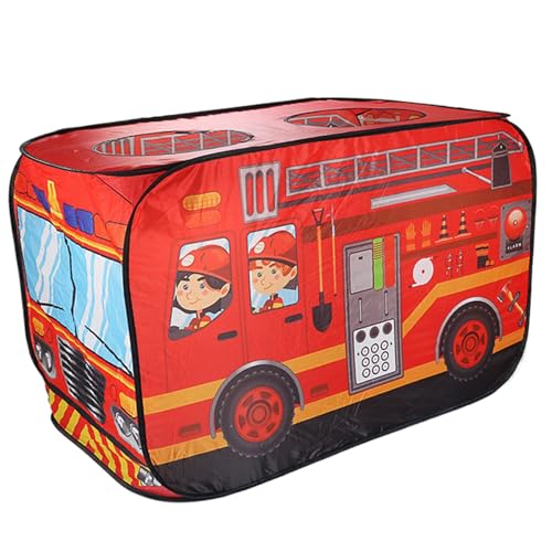 Kinderpop-up-Zelt, Pop-up-Zelt für Kinder, faltbares Oxford-Stoff-Feuerwehrwagen Zelt mit 3 Öffnungen, 44x26x30 Zoll großes Popup-Spielzelt, Spielhaus für Kleinkinder Jungen Mädchen, Feuerwehrautozel von Jeorywoet