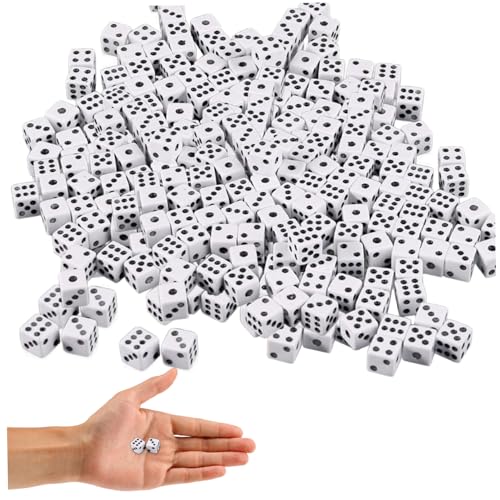 Kleine Würfel, 8mm Mini Tiny Dice, 300pcs weiße Würfel mit schwarzen Punkten, 6 -Seiten -Square Dice Games, Erwachsenenspiel -Würfel für das Unterrichten von Mathematik, Party -Gefälligkeiten, Mini - von Jeorywoet