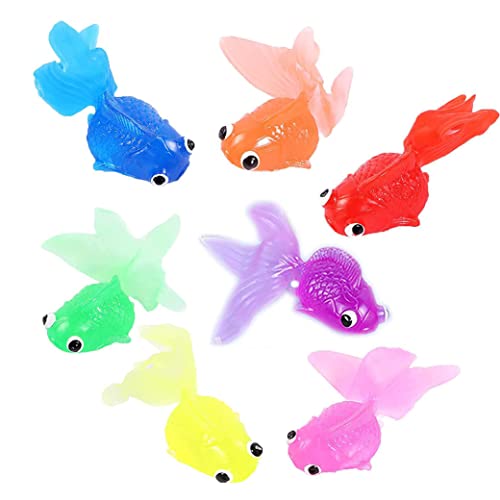 Künstlicher Goldfisch Gummi Goldfisch lebensechter Fischverzierung Goldfisch Kinder Simulation Fisch weiche Goldfischfische für Kinder Spielzeug Bad Spielzeug Aquarium Dekoration, 7 Stcs, Rohrzubehör von Jeorywoet