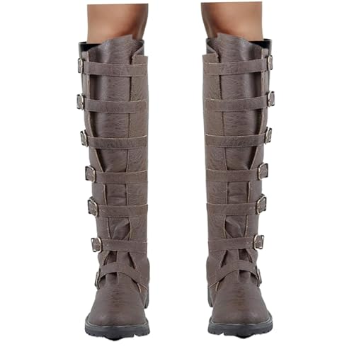 Reitstiefel, 1 Paar Piratenstiefel, Halloween lange mittelalterliche Renaissance-Stiefel mit Nieten, Steampunk-Reitstiefel für Männer Cosplay, Rollenfeiern, Renaissance-Stiefel Männer (Größe 42) von Jeorywoet