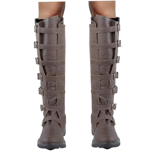 Reitstiefel, 1 Paar Piratenstiefel, Halloween lange mittelalterliche Renaissance-Stiefel mit Nieten, Steampunk-Reitstiefel für Männer Cosplay, Rollenfeiern, Renaissance-Stiefel Männer (Größe 43) von Jeorywoet