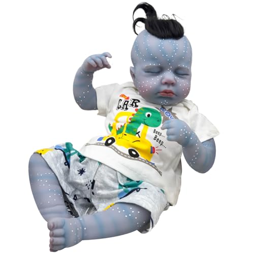 Silicon Babypuppe 19 '' Soft & Safe Neugeborene Babypuppe Realistische Babypuppe mit Haaren, wiedergeborenes Kleinkind für Jungen Mädchen Filmliebhaber Silicone Babypuppe von Jeorywoet