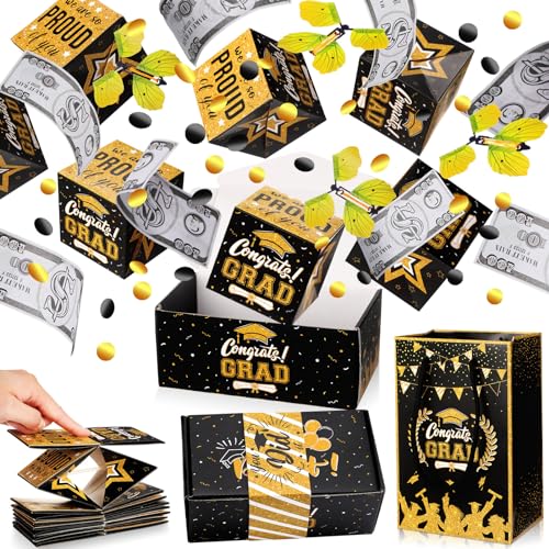 Jerify 23-teiliges Geschenkbox-Set zum Schulabschluss, Explosions-Geschenk-Box für Geld mit Geschenktüte, Explosionsgeschenk, Spardose für Bargeld, Geschenk 2024, Abschlussfeier, Party-Geschenkzubehör von Jerify